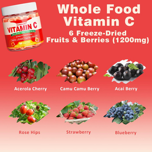 Vegan pembekuan-buah & beri kering campuran Vitamin C Gummies antioksidan antioksidan polifenolik suplemen dalam bentuk permen - Product Image 4
