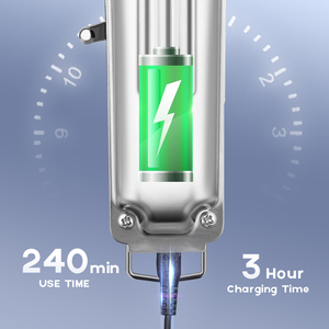 Tondeuse à cheveux électrique sans fil professionnelle Lanumi BES-518 pour hommes, or/argent, métal, rechargeable par USB, 10W, écran LCD, hôtel - Product Image 5