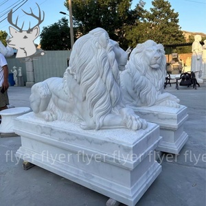Estatua de León de Mármol <span class=keywords><strong>Blanco</strong></span> de Tamaño Real para Jardín, Escultura de León de Mármol Natural para Exteriores - Product Image 4