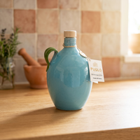 Carafe en céramique de haute qualité Puglo turquoise vif, huile d'olive pressée à froid, 1L, huile de cuisson italienne extra vierge, protection UV 24
