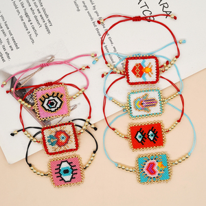 Miyuki braccialetti con ciondoli fatti a mano con perline braccialetto regolabile con catena a corda per le donne Teen Girl <span class=keywords><strong>Evil</strong></span> Eye Heart Boho Jewelry - Product Image 1