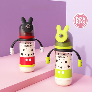 Biberones de silicona de 300ml sin BPA, patrón de rayas, pezón de paja, Material PPSU y PP, consumo seguro de leche para niños, mango de 0 a 12 meses - Product Image 1