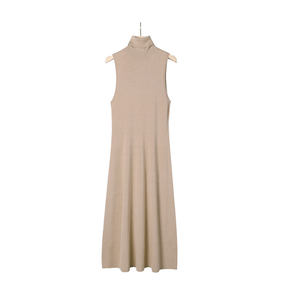 Summer Casual Knitwear Maxi <b>Dress</b> for Women Straight Silhouette Sleeveless <b>Sweater</b> <b>Dress</b> <b>Turtleneck</b> - Product Image 2