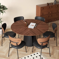 Mesa de Comedor, Estilo Vintage Francés con Cubierta de Nogal Negro, Opción de Personalización, Juego de Comedor Moderno de Madera Dura para Cocina o Comedor Pequeño