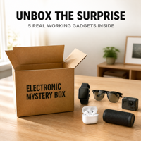 Coffret Mystère Avancé 5 Pièces Électroniques Aléatoires Incluant Montre Connectée, Écouteurs TWS, Haut-parleur, Smartphone - Noël