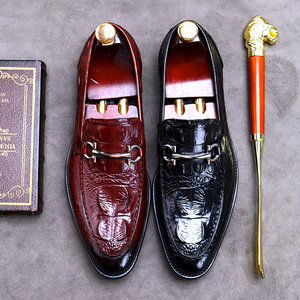 High-quality heavy-duty crocodile-patterned business banquet large-sized slip-on new men's wedding <b>shoes</b> leather <b>shoes</b> - Product Image 6