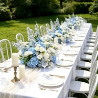 Vente en gros d'usine, fleurs artificielles faites à la main, magnifiques boules de fleurs réalistes de 40/50/60 cm, bleu et blanc, centre de table floral