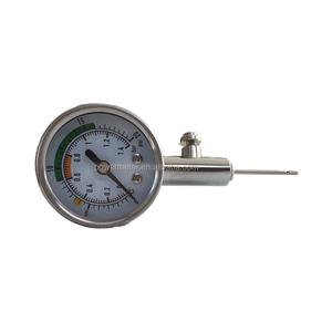 เกจวัดแรงดันลมแบบลูกบอลอัตโนมัติ 1.4 บาร์ 20 ปอนด์ต่อตารางนิ้ว ขนาดเส้นผ่านศูนย์กลาง 1.5 นิ้ว ตัวเกจทำจากสแตนเลส หน้าต่างกระจก ข้อต่อด้านล่างทำจากทองเหลือง - Product Image 2