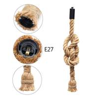 Kit de suspension vintage en corde de chanvre réglable de 1 m avec roseau de plafond et douille Edison E27