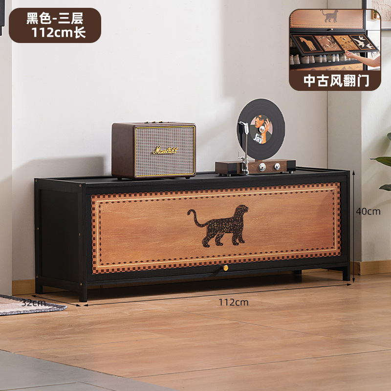 [Used Style Flip-Door] Black - Three-tiered, 112mm long