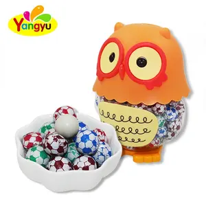 Animal owl shape bottle packing white chocolate coated football chocolate biscuit