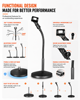 Support de microphone flexible IB-32B avec base ronde robuste, support de micro flexible pour bureau, scène et studio