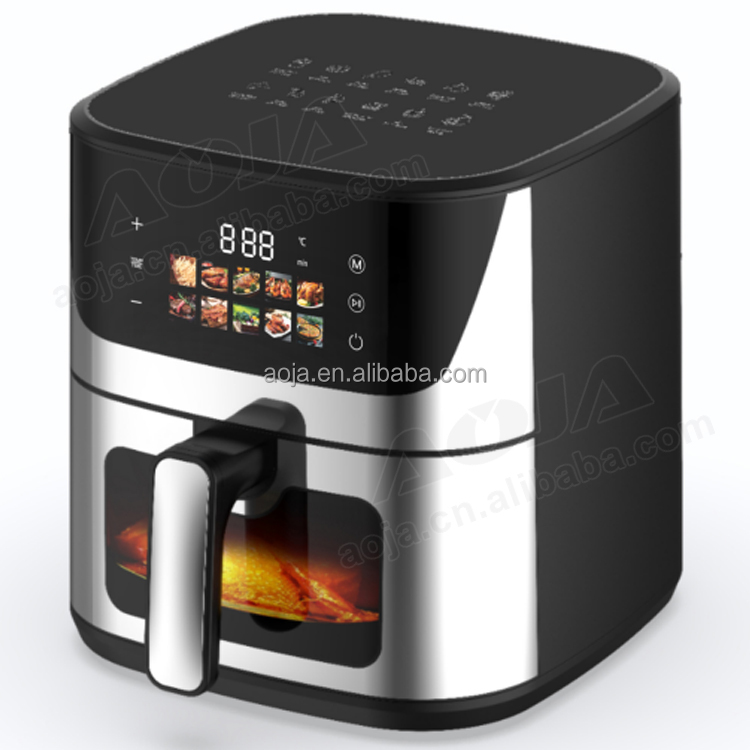 AOJA Home Appliances Product Square Shape Capacity 220V/110V Smart Timer Stainless Steel Air Fryers 10L 10 Presets Color Screen