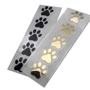 Puppy Voetafdrukken Custom Mini Sticker Metalen Mat Goud Zwarte Sticker Voor Marmer Decoratieve