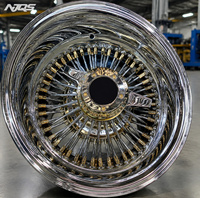 NJQS Cache-roues chromés à rayons, inspirés des voitures classiques de luxe, avec anneau doré