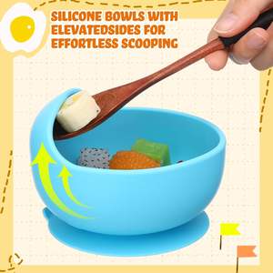 Ensemble de 6 bols pour bébé en acier inoxydable 304, coque amovible en silicone, contenant anti-brûlure, passe au lave-vaisselle - Product Image 5