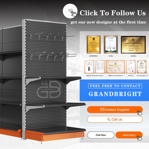 מדפי גונדולה דו-צדדיים כבדים במיוחד לסופרמרקט עם גב פגבורד - Product Image 4