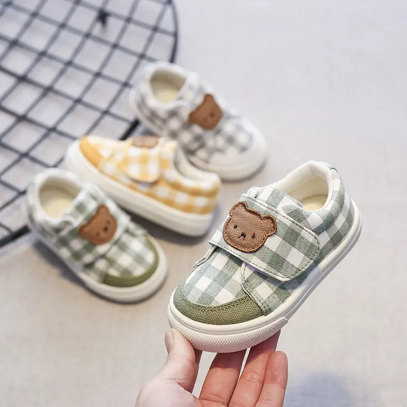 Toddler Baby Casual Soft Soles Shoes Walking Style Canvas Summer Cartoon Single Plaid Shoes Kids Shoes