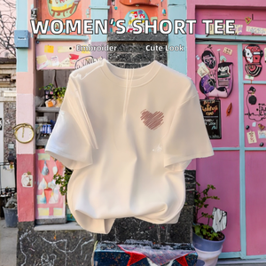 <span class=keywords><strong>Camiseta</strong></span> Casual de Manga Corta para <span class=keywords><strong>Mujer</strong></span>, Personalizable, con Bordado Técnico, Estilo Veraniego, Spandex/Algodón, Corte Regular - Product Image 2