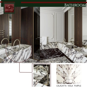 Lavabo de Mármol Calacatta Viola Único de GOLDKING, con Vetas <span class=keywords><strong>Moradas</strong></span> Intensas, Brillo Natural, para Hoteles, Baños de Diseño de Lujo - Product Image 3