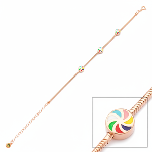 Colorful Enamel Design Round Shape Snake <b>Chain</b> Charm Bracelet Turkish Handmade Wholesale 925 Sterling Silver Jewelry - Product Image 2