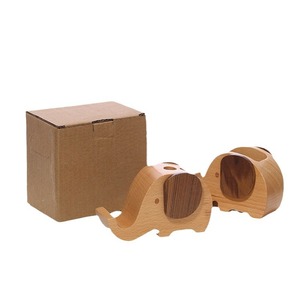 Beechwood Elephant Pen Holder Phone Stand <b>Solid</b> <b>Wood</b> <b>Desk</b> Organizer For Office Home Use - Product Image 5