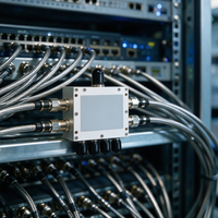 Répartiteur de puissance RF 4 voies DC-6GHz 25W 50 Ohm à isolation élevée, boîtier en alliage d'aluminium plaqué argent pour connexion femelle VSWR Télécom