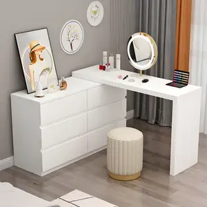 Nhà tùy chỉnh đồ nội thất bằng gỗ sang trọng màu đen bàn trang điểm cho phòng ngủ Vanity bàn trang điểm và gương bàn trang điểm