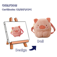 Sac à dos en peluche personnalisé de 20 cm en forme de cochon, jouet animal en peluche de 20 cm, sac à dos en peluche personnalisé