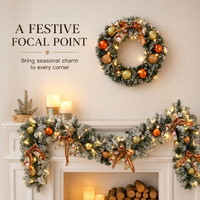 Guirlande de Noël en PVC floqué, guirlande lumineuse, ornement en forme de nœud, décoration pour porte, cheminée, fenêtre