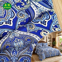 Tissus 100% polyester bleu style paisley, imprimés aux pigments, en microfibre pour la décoration intérieure