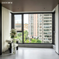 Ventana corrediza de aluminio grande personalizada de fábrica, panorámica de altura completa, del suelo al techo, para construcción residencial