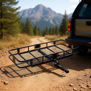 Porte-bagages pliable pour attelage 70 x 30 x 6 pouces en acier, capacité de 500 lb pour les aventures en plein air - Product Image 2