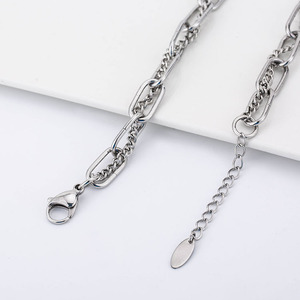 <b>Cross</b> Border Punk Hip Hop Clavicle Necklace Titanium Steel Double Layer <b>Chain</b> Unisex Geometric Style Fashion Jewelry - Product Image 4