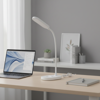 Lampe de bureau LED, 3 niveaux de luminosité, commande tactile, 5000K, 160lm, 80Ra, abat-jour carré, salle de lecture, ABS, moderne, DC5V, dimmable, batterie incluse