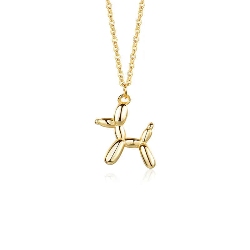 925 Sterling Silver 18K Gold Fine Jewelry Unique Dog Shape Pingente Colar para Mulheres