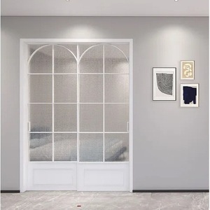 Puerta Corredera de Aluminio Estilo Francés, Puerta Interior Manual de Vidrio Simple, Aislamiento Acústico para Baño, Cocina, Sala de Estar - Product Image 2