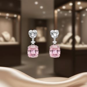 Pendientes de Cristal Mian Jana, Plata 925, Corazón de Cuarzo Rosa, Engaste de Garras, Joyería Romántica para Mujer, para Boda - Product Image 2