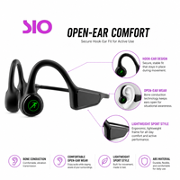 Casque à conduction osseuse Bluetrum Chip Bluetooth 5.2 avec crochet d'oreille, étanche au quotidien, autonomie 4-8h, sport, noir, stéréo