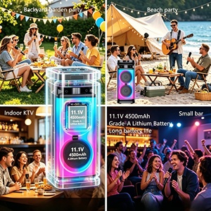 Nuevo y Potente Altavoz Portátil para Exteriores de 50-100W, Altavoz para <span class=keywords><strong>Karaoke</strong></span> y Baile, Multifuncional con Doble Woofer de 10 Pulgadas BK1829 - Product Image 3