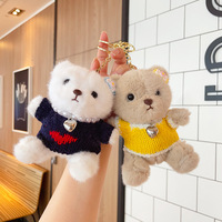 Porte-clés personnalisé en peluche Ourson mignon, pendentif de sac pour couples, jouet en peluche doux, vente en gros