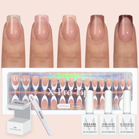 Kit de gel pour ongles MOBRAY avec 150 pièces d'ongles moyens, colle à ongles en gel, top coat, lampe à ongles, ongles pressés pré-colorés pour l'art des ongles