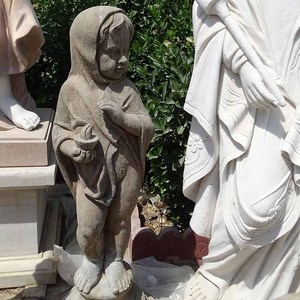 Al por mayor pequeño ángel niño escultura <span class=keywords><strong>de</strong></span> mármol blanco tallado europeo jardín paisaje Ángel bebé figura estatua Decoración - Product Image 4