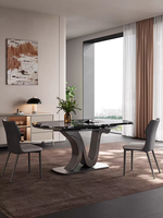Table à manger télescopique pliante en pierre frittée avec pieds en métal, 6 places, écologique, imperméable, ensemble moderne pour appartement