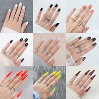 Gel Acrylique Cercueil Faux Ongles Art Vegan Ongles Artificiels Faits à la Main 3D Faux Ongles Courts Appuyez Sur Ongles Avec Prix de Gros
