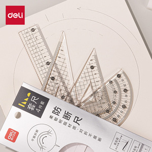 Ensemble de règles mathématiques Deli 15 cm transparentes anti-casse, outils de géométrie pour étudiants - Product Image 1