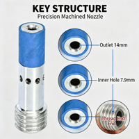 Buse de sablage Venturi ultra-minuscule de 155 mm, trou intérieur de 7,9 mm, revêtement intérieur en carbure de tungstène, usinage de précision CNC, aviation ultra