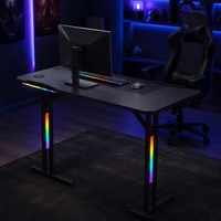 Table de jeu moderne robuste à structure métallique en Z avec éclairage RGB et porte-gobelet, bureau de course E-Sports RongFeng RGD-8014 Durable