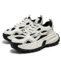 Sepatu Kasual Pria Four Seasons, Bagian Atas Berbahan Mesh Modis, Sol Tebal Penambah Tinggi, Anti Selip, Warna-Blok
