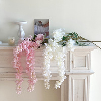 Rama Larga de Flor de Glicinia Colgante para Decoración de Salón de Bodas, Flor Artificial de Seda, Decoración Suave para Techo de Hotel